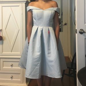 Light blue off shoulder Chi Chi Farren Dress
